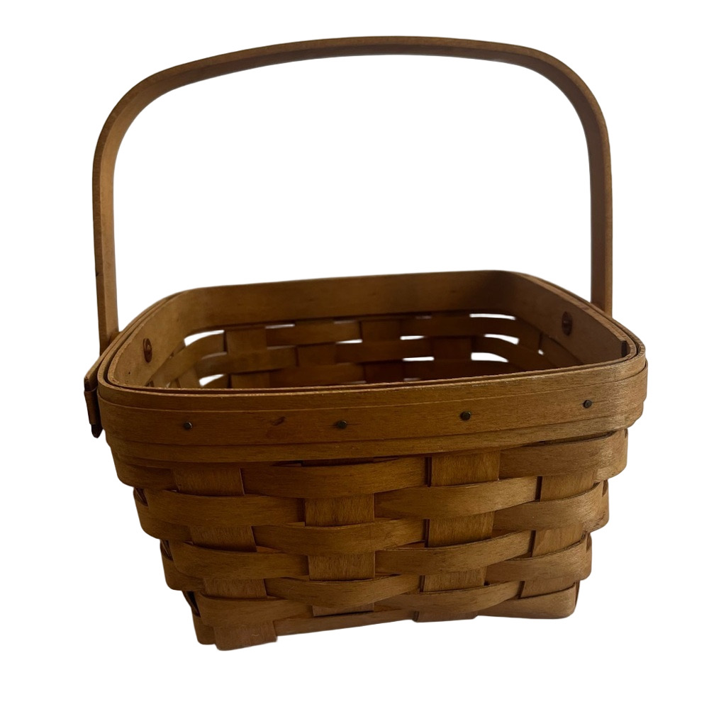 Vintage Longaberger Rustic HandWoven Rectangle Basket 8.5" Handle